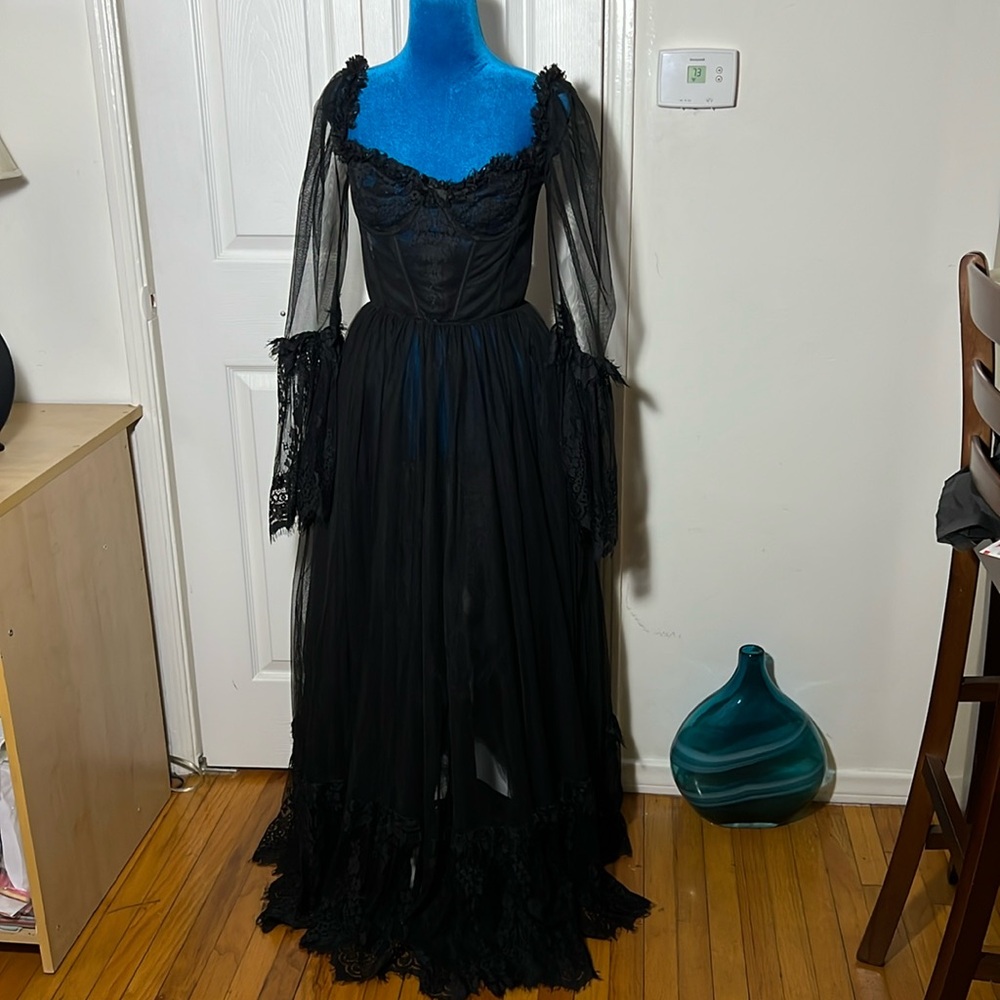 Dolls Kill Black Gothic Lace Maxi Dress